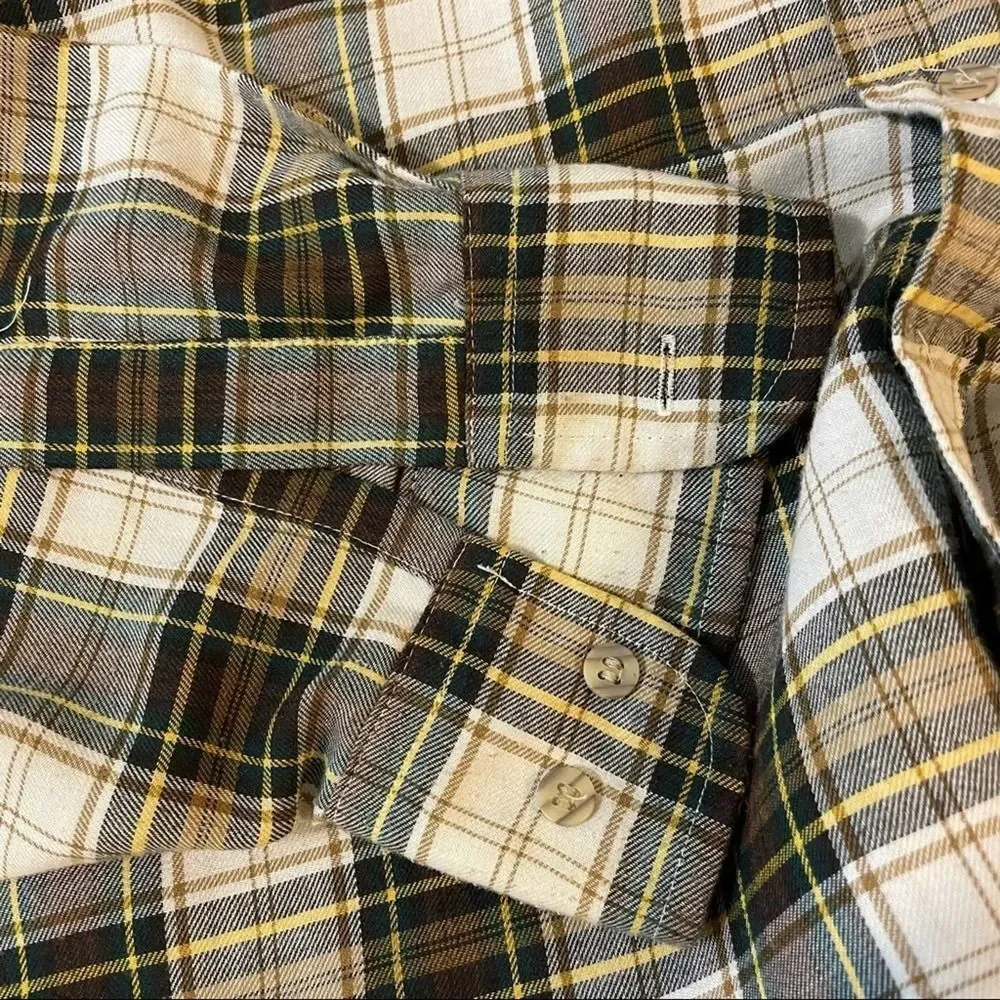 Chapel Hill Yellow White Green Plaid Cotton Blend Button Down Shirt size  XL